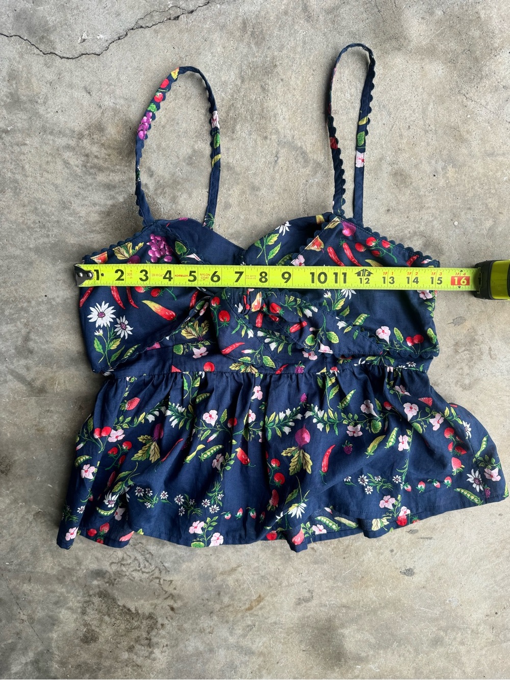 Old Navy Navy Fruit & Veggie Tie-Front Camisole Top Small 100% Cotton NWOT - Picture 11 of 15